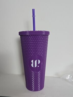 bp Purple Studded Cold Cup with Straw - Textured Party Tumbler